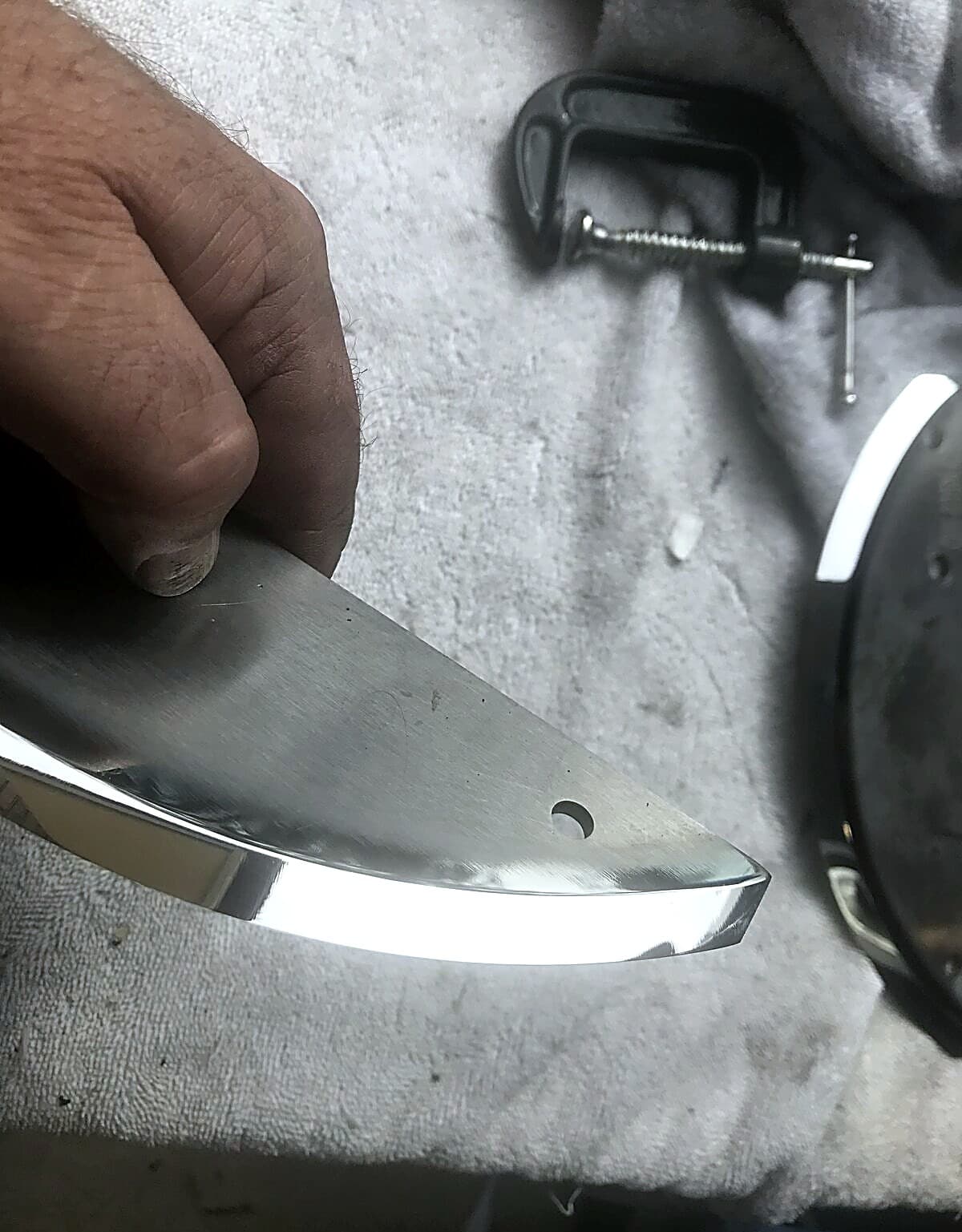 Processor blades after sharpening — precision-polished edges restored.
